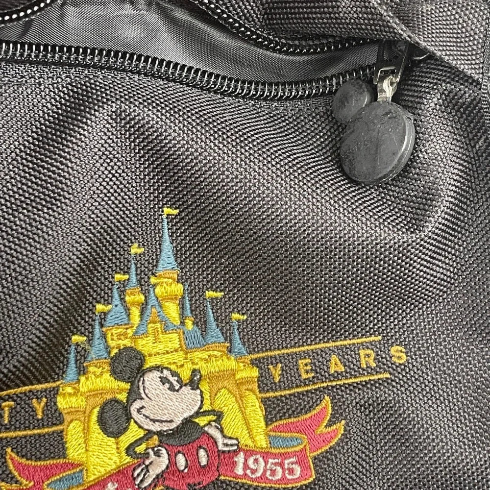 Disneyland Resort 50th Anniversary Mickey Mouse Black Canvas Crossbody Bag 2005‎